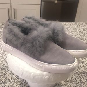 Rachel Zoe Grey fur sneakers 7.5